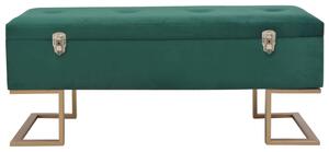Banchetă cu un compartiment de depozitare verde 105 cm catifea