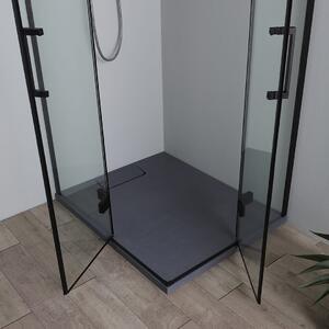 Cabină Duș Fără Cadru, 70x90 Cm, Sticlă Transparentă 6 Mm și Profil Negru Mat | London