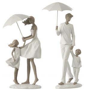 Set 2 figurine Parent With Child Umbrella, Rasina, Alb Bej, 21x14,5x38 cm