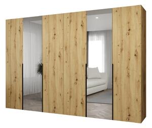 Dulap de haine 300 cm Alice 2 (Stejar artisan + Negru). 1126190