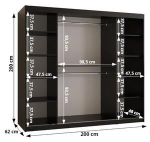 Dulap de haine cu oglindă 200 cm Riana Wa 2 200 (alb). 1063497