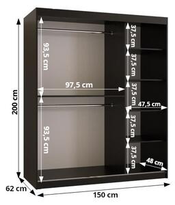 Dulap de haine cu oglindă 150 cm Riana Wa 2 150 (alb). 1063489