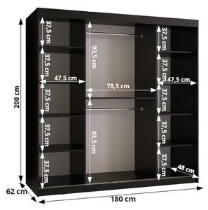 Dulap de haine 180 cm Boomer 3 (Negru) (cu iluminat). 1126282