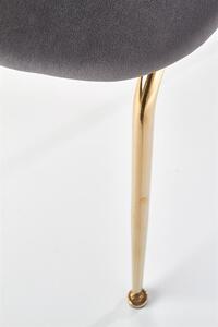 Scaun tapitat cu stofa si picioare metalice Kai-385 Velvet Gri / Auriu, l54xA59xH88 cm