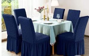Set 6 huse de scaun, cu volane, Albastru