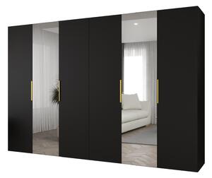 Dulap de haine 300 cm Mirabella 2 (Negru + Auriu). 1126442