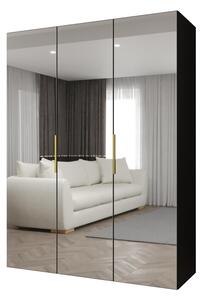 Dulap de haine 150 cm Mirabella 3 (Negru + Auriu). 1126464