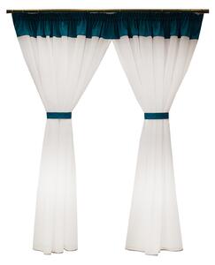Perdea Velaria voal alb cu suet turcoaz, 155x160 cm