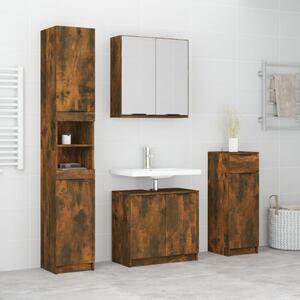 Set dulapuri de baie, 4 piese, stejar afumat, lemn prelucrat