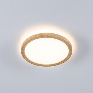 Paulmann Panou LED Atria Shine Ø19 cm, finisaj lemn, IP44, 3000K, pornit/oprit, Lemn, Studiu / Birou, Plastic, Modern