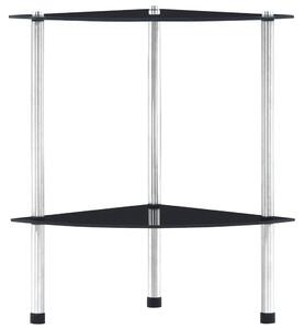 Raft cu 2 niveluri, negru, 30 x 30 x 47 cm, sticlă securizată