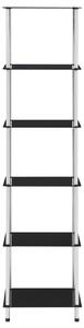 Raft cu 6 niveluri, negru, 40 x 40 x 160 cm, sticlă securizată