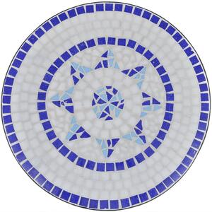 Masă de bistro, albastru și alb, 60 cm, mozaic
