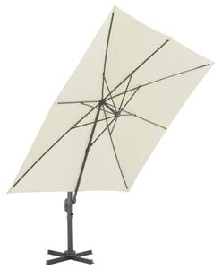 Umbrelă suspendată cu stâlp din aluminiu, nisipiu, 300x300 cm