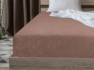 Cearsaf fleecat cu elastic MOLTON maro inchis 90 x 200 cm