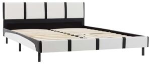 Cadru de pat, alb și negru, 160 x 200 cm, piele artificială