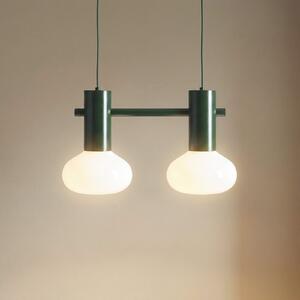 ALDEX Lampă suspendată Flo, verde, cu 2 becuri, sticlă, reglabil, Verde, Camera de zi / sufragerie, Metal, Design