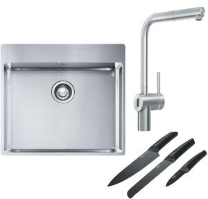 Set chiuveta din otel Franke Box 127.0369.295, baterie bucătărie Franke Atlas Neo Sensor 115.0625.523, 112.0545.792