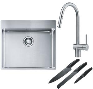 Set chiuveta din otel Franke Box 127.0369.295, baterie bucătărie Franke Leda Neo 115.0590.047, 112.0545.792
