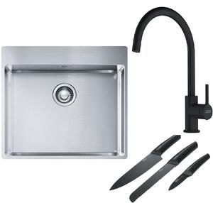 Set chiuveta din otel Franke Box 127.0369.295, baterie bucătărie Franke Lina 115.0626.019