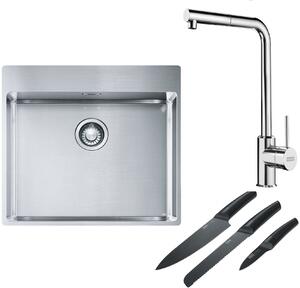 Set chiuveta din otel Franke Box 127.0369.295, baterie bucătărie Franke Sirius Side 115.0668.280, 112.0545.792