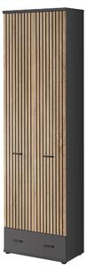 Dulap de haine Mablo (antracit + stejar artisan + negru). 1097701