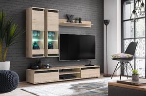 Mobilier living Marc HJZ MD (stejar jackson hickory + negru) (cu iluminat). 1118829