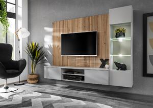 Mobilier living Xavus L (perla grey + stejar artisan) (cu iluminat). 1118831