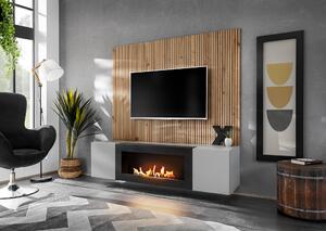 Mobilier living Xavus L2-K (perla grey + stejar artisan) (cu șemineu bio). 1118834