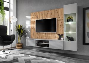 Mobilier living Xavus G (perla grey + stejar artisan) (cu iluminat). 1118835