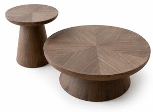 Set Masuțe de Cafea Japandi, 2 Piese diametru 80 cm si 50 cm, Finisaj Nuc