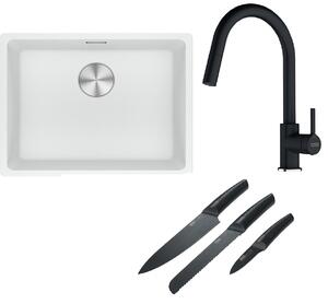 Set chiuvetă din granit Franke Maris 125.0687.255, baterie bucătărie Franke Lina 115.0626.055, 112.0545.792