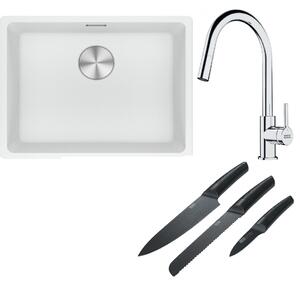 Set chiuvetă din granit Franke Maris 125.0687.255, baterie bucătărie Franke Lina 115.0693.229, 112.0545.792