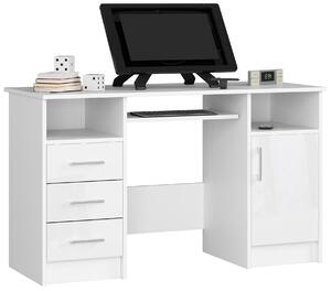 Masă PC Aziza (Alb + alb lucios). Promo -15%. 1128509