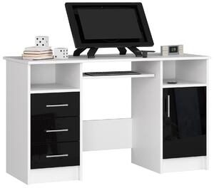 Masă PC Aziza (Alb + negru lucios). Promo -20%. 1128510