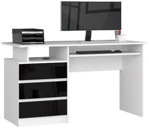 Masă PC Bronte (Alb + negru lucios). Promo -17%. 1128514