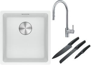Set chiuvetă din granit Franke Maris 125.0687.251, baterie bucătărie Franke Eos 115.0590.045, 112.0545.792