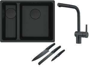 Set chiuvetă din granit Franke Maris 125.0697.756, baterie bucătărie Franke Atlas 115.0550.427, 112.0545.792