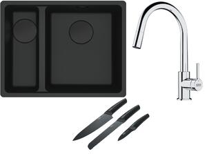 Set chiuvetă din granit Franke Maris 125.0697.756, baterie bucătărie Franke Lina 115.0693.229, 112.0545.792
