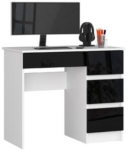 Masă PC Benicio II (Alb + negru lucios) (D). Promo -19%. 1128536