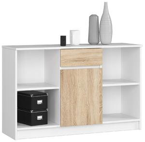 Comodă Briar (Alb + Stejar sonoma). Promo -13%. 1128586