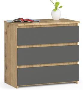 Comodă Cleania CL3 (Stejar artisan + Gri). Promo -18%. 1128597