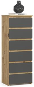 Comodă Cipriano V (Stejar artisan + gri). Promo -21%. 1128619