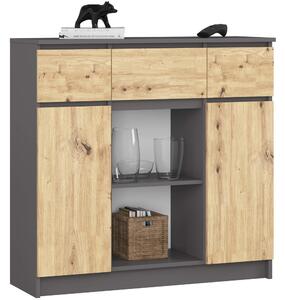 Comodă Kalista VII (grafit gri + Stejar artisan). Promo -16%. 1128637