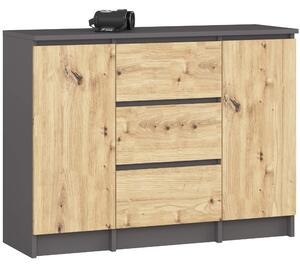 Comodă Kalista VI (grafit gri + Stejar artisan). Promo -14%. 1128646