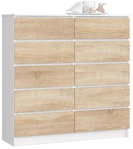 Comodă Kapil III (Alb + Stejar sonoma). Promo -13%. 1128648