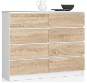 Comodă Kapil II (Alb + Stejar sonoma). Promo -20%. 1128659