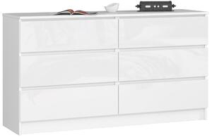 Comodă Keanu K140 6SZ (alb lucios). Promo -12%. 1128677