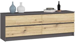 Comodă Kurtinaitis 4SZ (grafit gri + Stejar artisan). Promo -20%. 1128699
