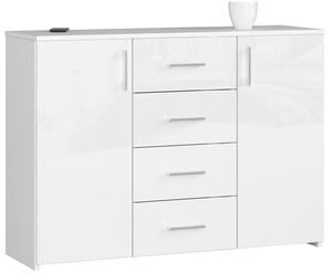 Comodă Kiran (alb lucios). Promo -13%. 1128710